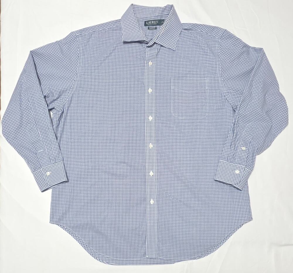 Lauren Ralph Lauren Non-Iron Men's Gingham Button Down Shirt 17.5 34/35